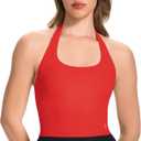 JOYSPELS Halter Workout Tank Top with Built in Bra Buttery Soft Longline Sports Bra Yoga Pilates Gym Casual Wear