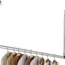 Hanging Closet Rod, Adjustable Height & Width Closet Rods for Hanging Clothes-Closet Extender Hanging Rod Space-Maximizing Design Suitable for Hanging and Drying Clothes, Silver