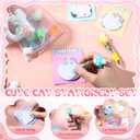 Nosiny 108 Pcs Cat Themed Party Favors Birthday Decorations Include Cat 4 in 1 Ballpoint Pens Keychain Sticky Note Resin Figurines Stickers Organza Bags for Goodies Bags Stuff Rewards