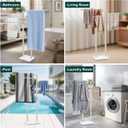 Standing Towel Rack, 304 Stainless Steel Towel Holder Stand with Weighted Marble Base, Floor Bath Towel Racks for Bathroom, Pool, Outdoor with 3 Swivel Towel Arms, Brushed Nickel