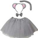 Kirei Sui Kids Girls Child Gray White Mouse Ears Headband & Tutu Costume (One Size)