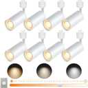 GU10 LED Track Lights, 10W 120V White 8-Pack Track Light Heads, Brightness Dimmable Ceiling Spotlight Fixture with Extra Dedicated Dimmer for Accent Lighting for Home, Store, Moblie Cart