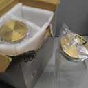 2 Pack 2 Liter/68 oz Square Glass Pitcher with Lid, Classic Stripes Water Pitchers with Handle for Fridge, Large Jug for Iced Tea, Coffee, Borosilicate Glass Carafe for Hot/Cold Brew Drink, Gold