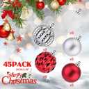 Amooca 45pc 2.36'' Christmas Ball Ornaments Xmas Tree Hanging Decoration for Festival Party Home Holiday Wedding Decors Shatterproof Plastic Balls Red & Silver & White