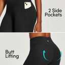 IUGA Capri Leggings for Women Tummy Control Compression Leggings Workout High Waist Athletic Yoga Pants with Pockets (Black)