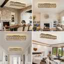 Garwarm 48 Inch Crystal Chandelier, 8-Light Rectangular Ceiling Light
