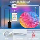Cozylady RGB Neon LED Rope Lights, Waterproof Bluetooth APP Remote Control Music Sync Strip Lights, 24V Flexible DIY Silicone Light for Bedroom Home Indoor Outdoor Decor (12M/40Ft)