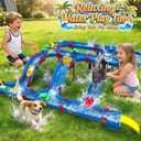 VATOS Double-Tier Watermill Summer Toy, 120 PCS DIY Water Table Toys for Kids, Girls, Boys 4-6 Years, Outdoor Water Toys Backyard, Beach, Balcony, Garden Fun Water Playset for Kids Pets