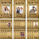 Gueevin 36 Pcs Western Wanted Photo Cutout Signs Cowboy Cowgirl Wanted Picture Cut Outs for Birthday Halloween Western Themed Party Supplies 4 x 6 Inch