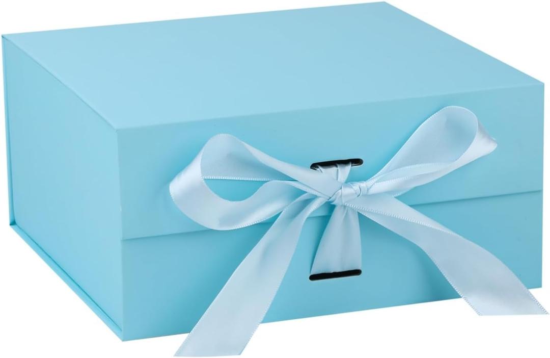 OEMVALATY Light Blue Gift Box,6x6x3 Inches Gift Boxes with Lids for Presents with Magnetic Closure and Ribbon for Wedding, Storage, Birthday