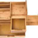 ZOOFOX Bamboo Desk Organizer with Adjustable File Holder, Mail Organizer Countertop with Drawer, 4-Tier Desktop Organization and Desk Accessories for Home Office School Supplies, No Assembly Required