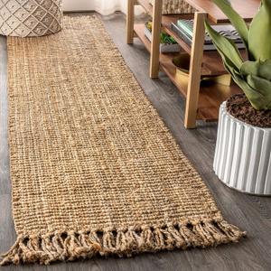 JONATHAN Y Handwoven Jute Fringe Natural Runner Rug, 2x8, Pata, Bohemian, Rustic, Cottage, Easy-Cleaning for Living Room, Bedroom, Kitchen, Non-Shedding (NRF103A-2)