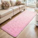 Soft Pink Hallways Runner Rugs for Bedroom, 2x6 Ft Modern Plush Shag Carpet, Non Slip Dorm Bedside Shaggy Rug for Living Room, Indoor Long Nursery Kids Girls Teen Room Aesthetic Home Decor