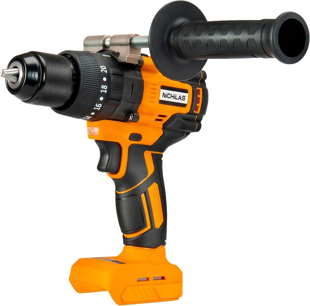 Nichilas Cordless Drill Compatible with DEWALT 20V MAX Battery, Impact Driver Variable Speed 150Nm Brushless Motor for Professional Worker (Battery Not Included)
