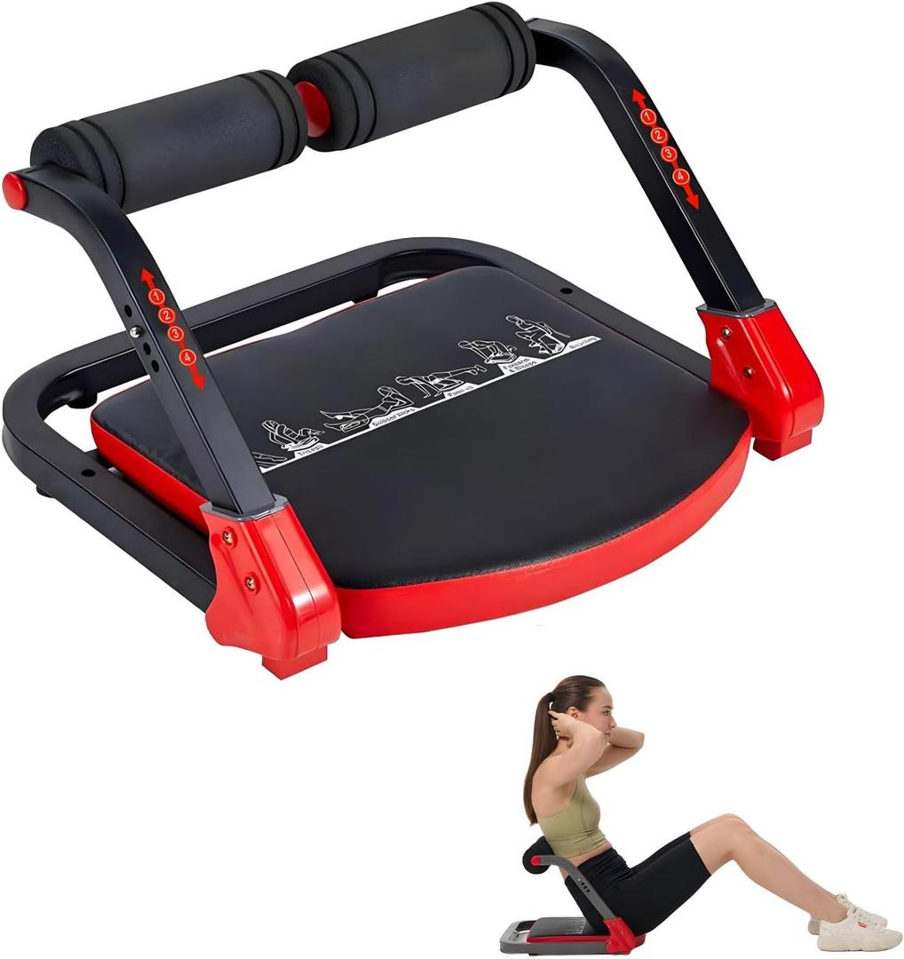 HOTSWEAT Ab Machine, Sit Up Exercise Equipment, Ab Workout Equipment with 3 Adjustable Resistance, Ab Trainer for Stomach Workout with 330 LBS Weight Capacity, Foldable Ab Crunch Machine for Home Gym (Red)
