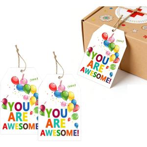 2 x You are Awesome Tags 3.3x2.1 Inch, 50 Pack Mini Thank You Cards Blank Back for Handwritten Notes, Appreciation Gifts for Teachers Nurses Coworkers Students