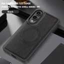 Shockproof Case Designed for Samsung Galaxy S25 Edge Premium PU Leather Magnetic Rugged Compatible with MagSafe Slim Phone Cover for Samsung S25 Edge (Black)