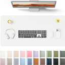 YSAGi Leather Desk Protector, Office Mat, Large Mouse Mat, Non-Slip PU Leather Blotter, Laptop Desk Pad, Waterproof Writing Pad for Office and Home (White, 35.4" x 17")