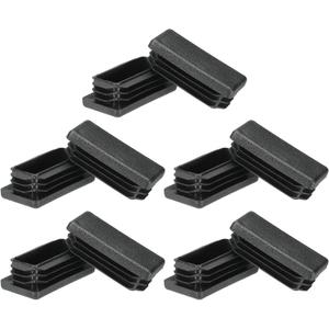 PATIKIL Rectangle Plastic Hole Plugs 1x0.6inch, 10 Pack Tubing Insert End Cap for Rectangle Metal Tubing Furniture Chair Leg Fence Post Pipe, Black