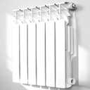 Quiet Energy Saving Hot Water Radiator, 6-Panel Wall-Mounted Aluminum Radiator Heater for Kitchen, Bathroom and Bedroom