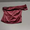 Forever 21 Womens Velvet One-Shoulder Crop Top (Small, Red)