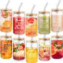 Irenare 10 Pcs Employee Appreciation Gift Bulk 16 oz Glass Cup Thank You Can Shaped Glass Cup with Lid Straw Social Worker Month Inspirational Gift for Coworker Nurse Women Teacher Graduation