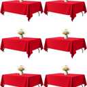 Red Fabric Rectangle Table Cloth - 6 Pack, 60"  102" Washable Tablecloth for 5FT Tables, Wrinkle-Resistant & Heat-Proof Table Cover for Weddings, Dinners & Parties