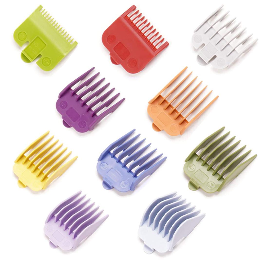 10 Color Professional Hair Cutting Guards and Combs Set - Coded Guides from 1/16 to 1 for Clippers and Trimmers #3170-400 (8 Count (Pack of 1))