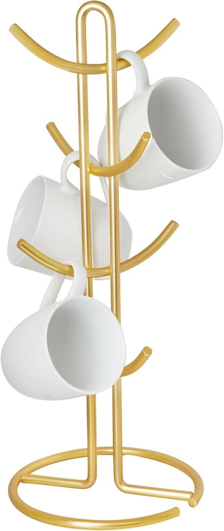Spectrum Diversified Euro Kitchen Countertop 8-Cup Mug Holder Tree, Coffee Cup Holder with 8 Hooks, Gold
