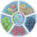 Kids Reusable Rotating Snack Container with 5 Separate Compartments, Color Matching Opening Lid, BPA/PVC-Free, Dishwasher Safe, Perfect for Travel, School Lunches & On-the-Go Snacking-Blue