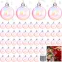 Syhood 48 Pcs 2 Inch Christmas Iridescent Ornaments Clear Ball DIY Bubble Pot Iridescent Balls Christmas Hanging Rainbow Ball for Xmas Tree Halloween Party Decor(Pink) (1.97 Inch)