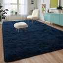 DweIke Fluffy Navy Blue Area Rugs for Living Room Bedroom, 3x5 Carpet for Rooms, Soft Shaggy Plush Rug for Kids Girls Boys, Fuzzy Shag Indoor Floor Carpets for Home Dorm Decor Aesthetic