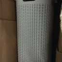 Mind Reader Slim Laundry Hamper with Lid, 60L Tall Clothes Basket, Narrow Tapered Design for Bathrooms, Closets and Laundry Rooms, Plastic, White (1 Piece)