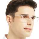 OCCI CHIARI Reading Glasses Men Square Readers 0 1.0 1.25 1.5 1.75 2.0 2.25 2.5 2.75 3.0 3.5 4.0 5.0 6.0 (Clear 150) (Transparent)