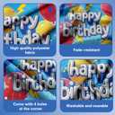 Cartoon Birthday Party Decorations Set - Red Yellow Blue Balloons Arch with Background for Boys Girls Kids