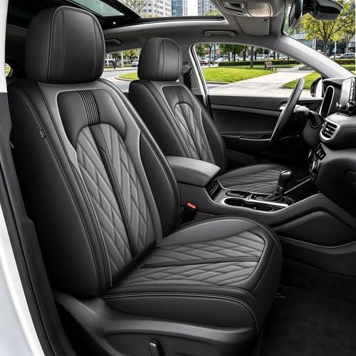 For Hyundai Tucson Seat Covers 2016 2017 2018 2019 2020 2021 Custom Fit for Tucson SE/Value/Limited/SEL/Sport/Ultimate Leather Car Seat Covers Protector Anti-Slip Fast Install (5 Seats Black & Gray)