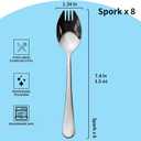 Alata Sporks, 8-Pack Food-grade Stainless Steel Sporks, 7.4 Inches Long Handle Salad Forks For Dessert, Ice Cream, Salad, Soup, Noodle, Spaghetti, Dishwasher Safe (Silver)