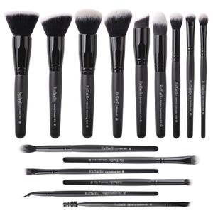 Raffaello Makeup Brushes 15Pcs Makeup Brush Set Premium Synthetic Powder Foundation Contour Blush Concealer Eye Shadow Blending Liner Make Up Brush Kit (Black)