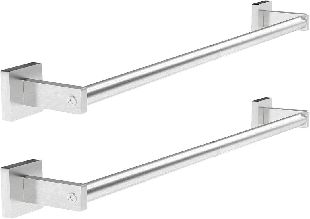 MKO Towel Bar for Bathroom, 24" Hand Towel Holder Rod with Metal, Towel Racks for Bathroom Hanger Wall Mounted for Kitchen, Brushed Nickel 2 Pack (Silver)