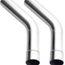 LCGP 2.25"OD 2 Pcs 45 Degree Exhaust Tube Made of High Quality Stainless Steel DIY Exhaust Pipe