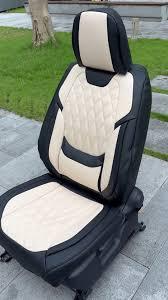 Seat Covers Full Set, Beige Car Seat Covers, PU Leather & Breathable Mesh Seat Protectors, 5-Piece Automotive Seat Covers, Universal Fit for SUVs, Trucks, Sedans