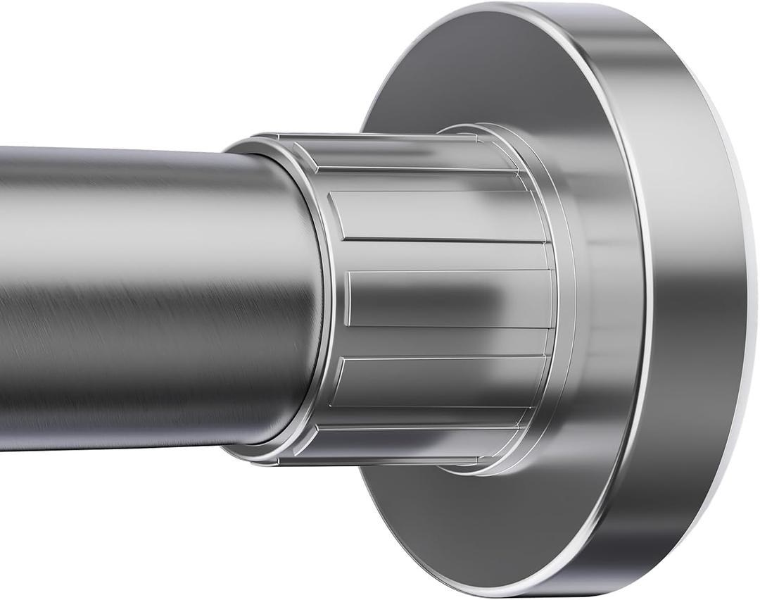 Ausemku Shower Curtain Rod 32 to 80 Inch - 1 Inch Diameter Never Rust Non-Slip Spring Tension Curtain Rod No Drilling Stainless Steel Telescoping Rod, Nickel (32-80 Inches)