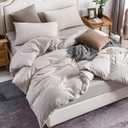 PURE ERA Jersey Knit Duvet Cover Set 100% T-Shirt Cotton Super Soft Comfy 3pc Bedding Set with Zipper Closure (Heather Beige, Oversized King)