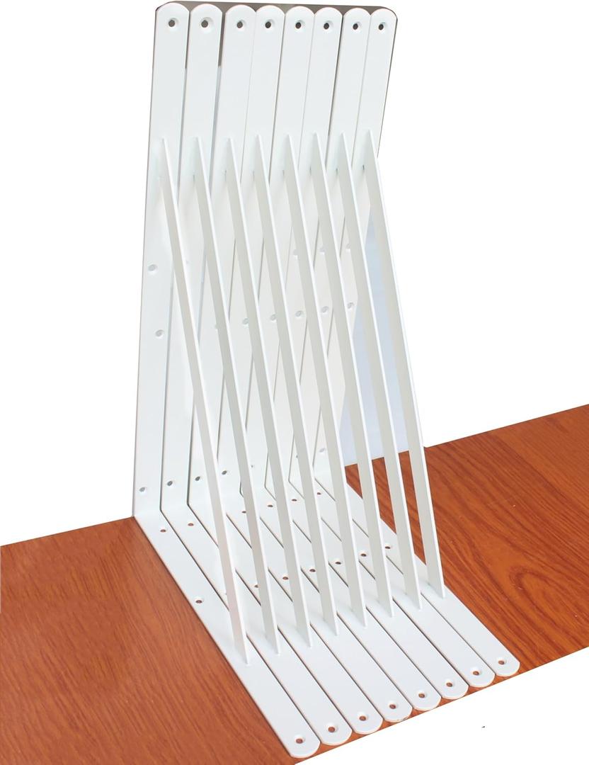 8 Pack L22 x H 12" White Heavy Duty Shelf Brackets with Screws Metal Shelf Brackets Shelf Support Angle Brackets for Shelves L Brackets Heavy Duty Floating Shelf