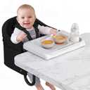 Portable Hook On High Chair with Tray for Baby & Toddler,Space-Saving Clip On Travel High Chair,Detachable Washable Seat Cover,Feeding Seat for Dining Table & Counter,with Carry Bag(Black)