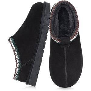 XIXITIAO Slippers for Women Suede Leather Platform Slippers Slip on Cozy Winter Womens House Slippers for Indoor Outdoor, 8.5