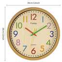 Foxtop Silent Kids Wall Clock 12 Inch Non-Ticking Battery Operated Colorful Childrens Clock for Classroom Playroom Nursery Bedrooms Kids Room School (Yellow)