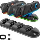 Switch 2 Controller Charger Dock, 4-in-1 Switch 2 Portable Charger Stand Station with USB Type-C Cord, Magnetic Design Fast Charging Accessories (Lying-flat 4)