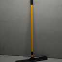 Push Broom,Pet Hair Removal Broom with Squeegee,Soft Silicone Bristle Broom with Long Handle,Non Scratch Carpet Sweeper Brush for Cat Dog Hair Hardwood(Orange) Extra Long for Tall People