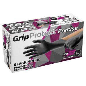 GripProtect Precise Black Nitrile Gloves, Exam, 4 Mil, Food, Home, Cleaning, Medical/Dental, Tattoo (Large, 100)